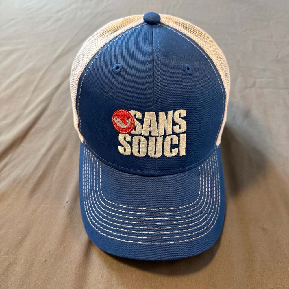 AJM Sans Souci Trucker Hat Blue White Mesh Snapback Full-Fit OSFA